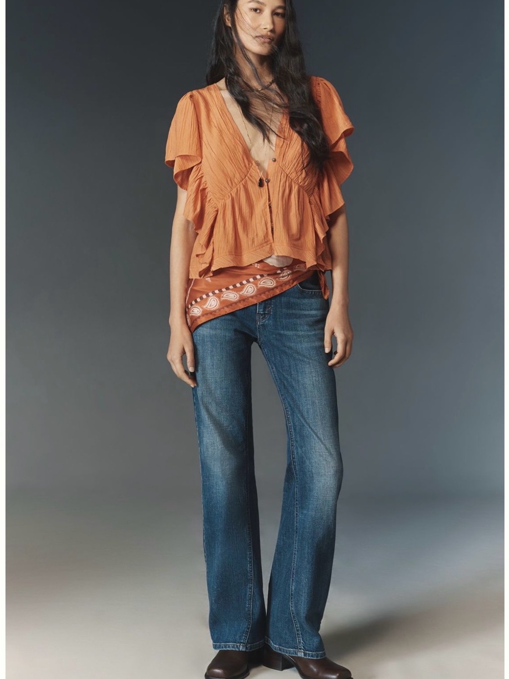 Pilcro Low-Rise Flare Jeans